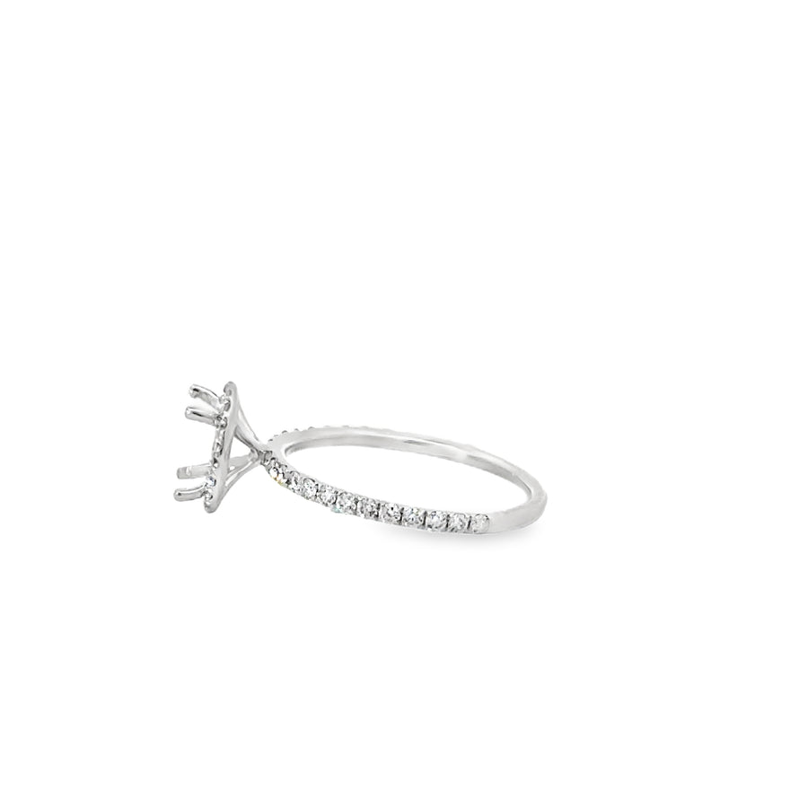 14kt White Gold Halo Natural Diamonds Semi-Mount Ring (0.44ct)