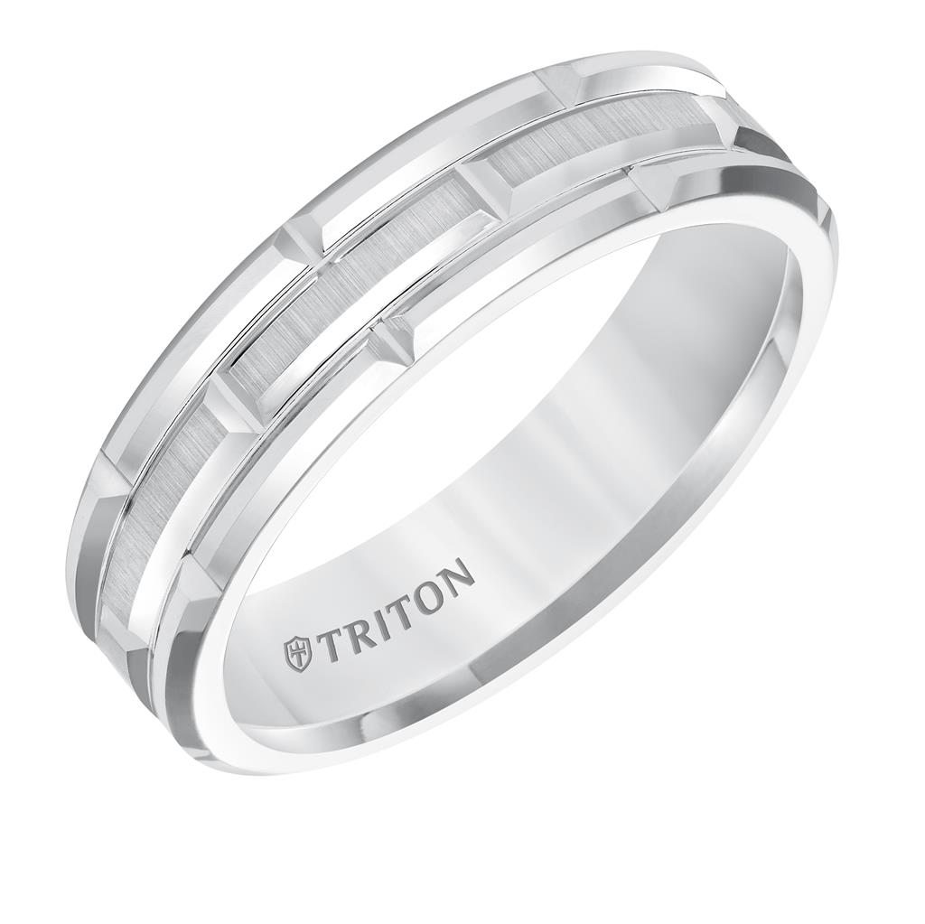 Triton White Tungsten Satin Finish 6mm Ring