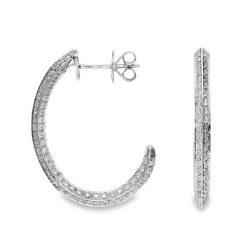 18kt White Gold Natural Diamonds Medium Hoop Earrings (1.42ct)