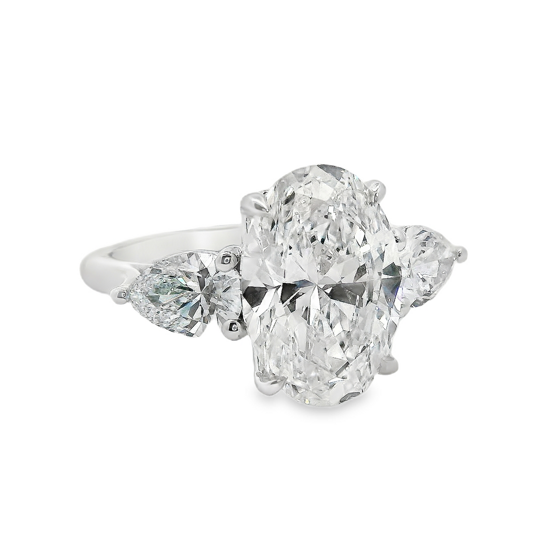 14kt White Gold Lab-Grown Oval and Pear Diamond Engagement Ring (5.00ct)