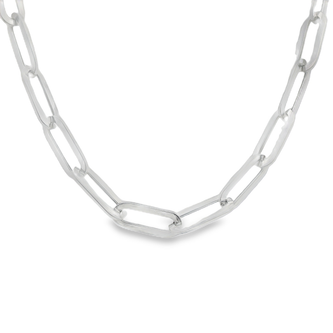 14kt White Gold 18" Italian Made Paperclip Chain Necklace (5.84g)