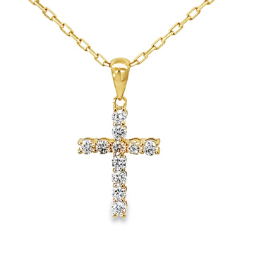 18kt Yellow Gold Natural Diamond Cross Pendant (0.32ct)