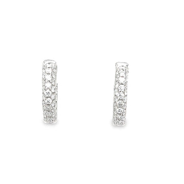 18K White Gold Small Hoop Diamond Earrings (1.31ct)