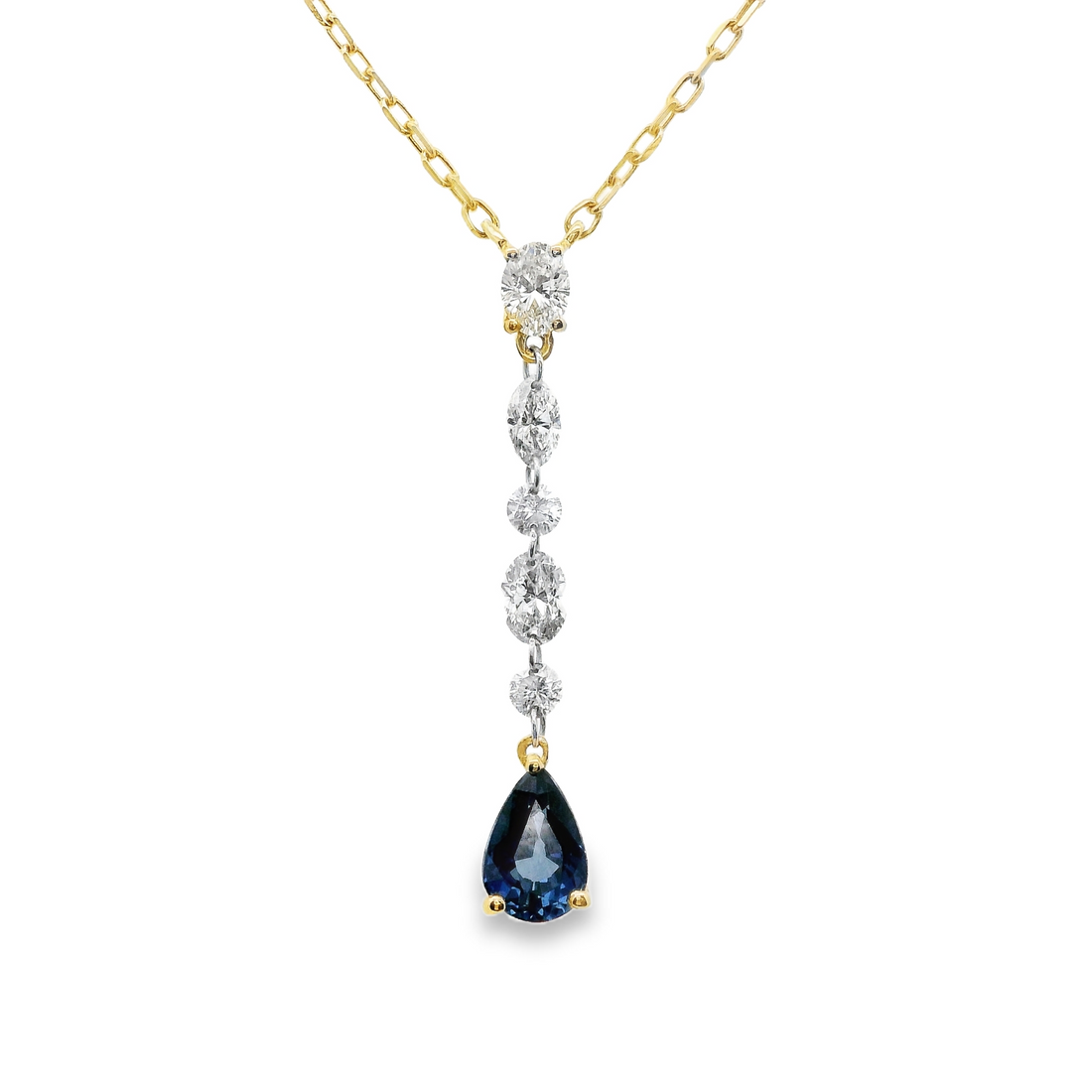 18kt Yellow Gold Natural Diamonds And Natural Sapphire Pendant (0.87ct)