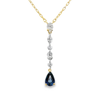 18kt Yellow Gold Natural Diamonds And Natural Sapphire Pendant (0.87ct)
