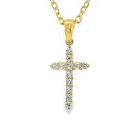 18kt Yellow Gold Natural Round Diamond Cross Pendant (.24ct)