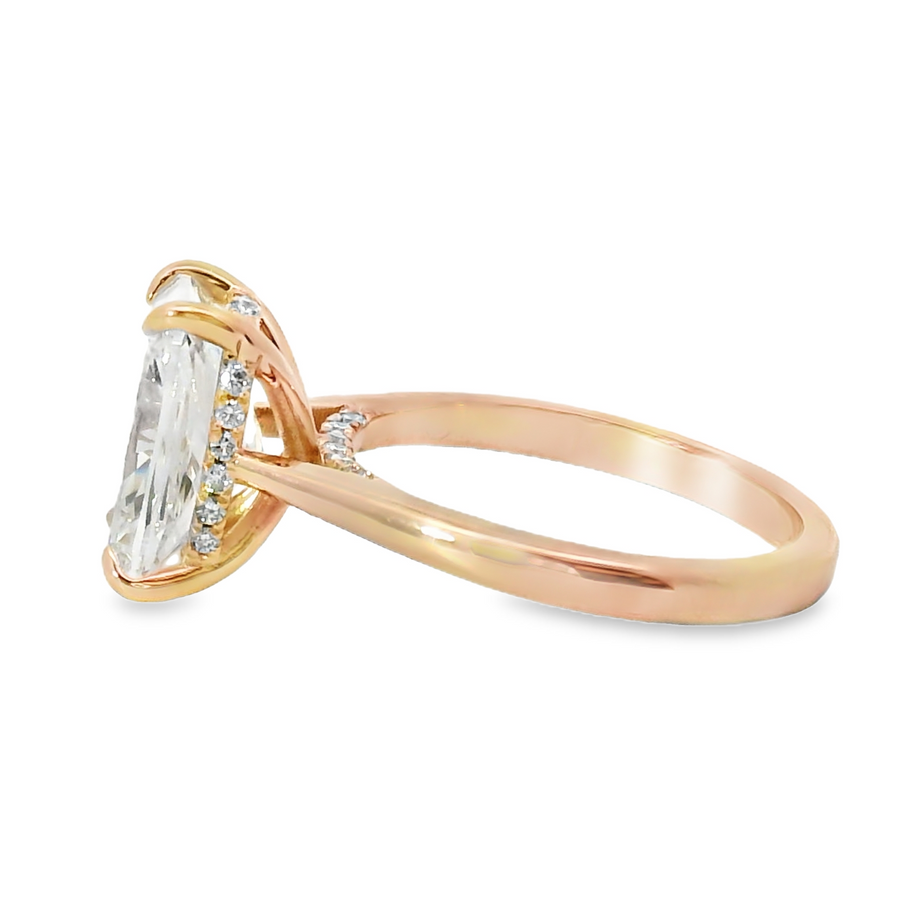 14kt Rosé Gold Lab-Grown Cushion Diamond Hidden Halo Engagement Ring (3.44ct)