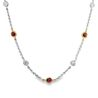 18kt White Gold 36" Natural Ruby and Diamonds By the Yard Necklace (3.56ct)