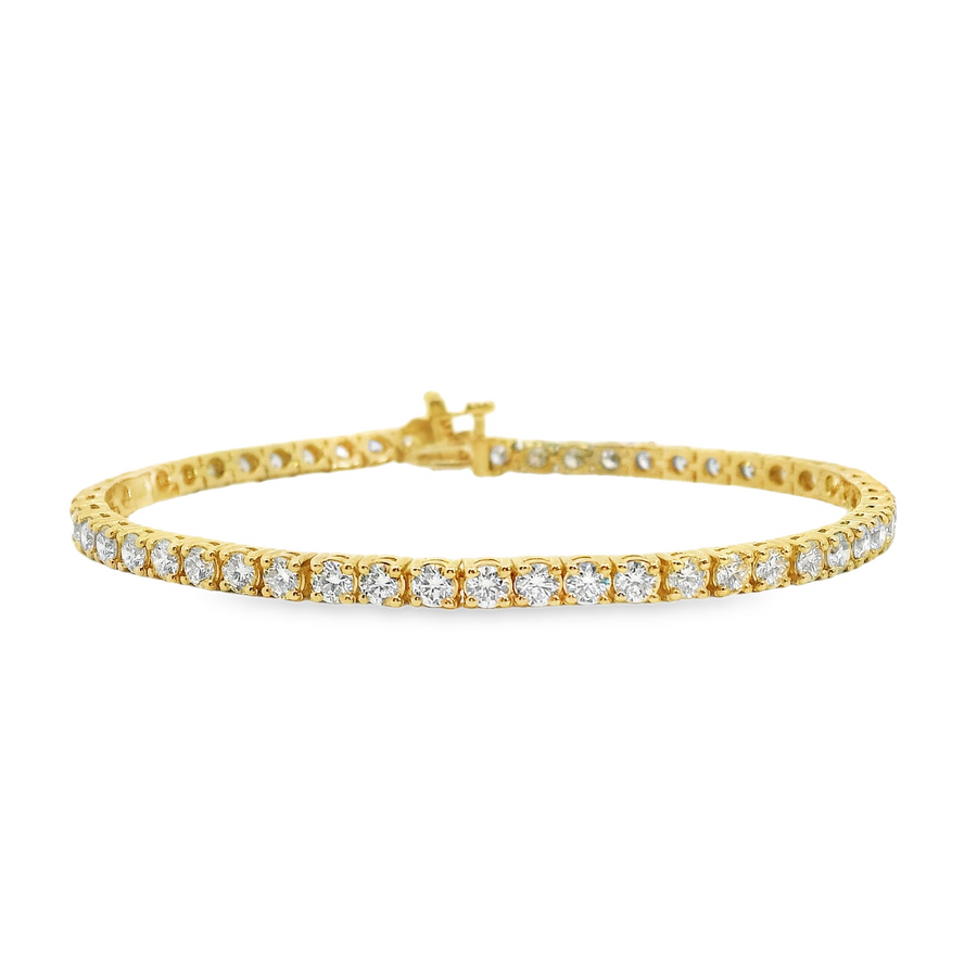 14kt Yellow Gold 7" Lab-Grown Round Diamond Tennis Bracelet (5.09ct)