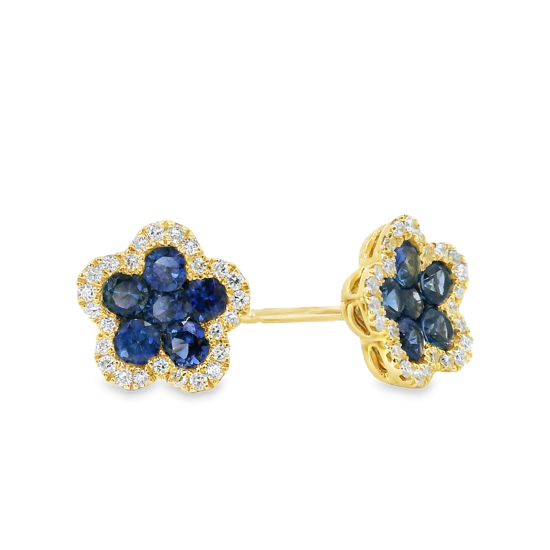 18kt Yellow Gold Diamonds And Sapphires Earrings