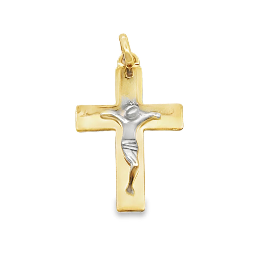 18kt Two-Tone Italian Made Crucifix Pendant (1.41g)