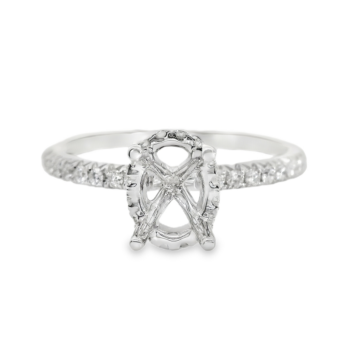18kt White Gold Full-Cut Diamond Hidden Halo Semi-Mount Ring (.26ct)