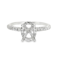 18kt White Gold Full-Cut Diamond Hidden Halo Semi-Mount Ring (.26ct)