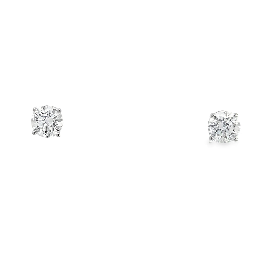 14K White Gold Natural Round Diamond Stud Earrings (1.00ct)