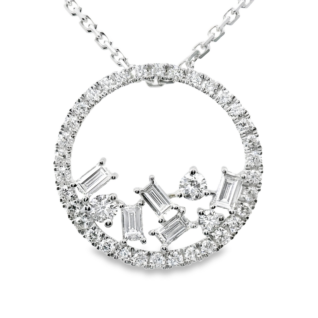 18kt White Gold Natural Diamond Circular Pendant (.50ct)