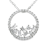 18kt White Gold Natural Diamond Circular Pendant (.50ct)