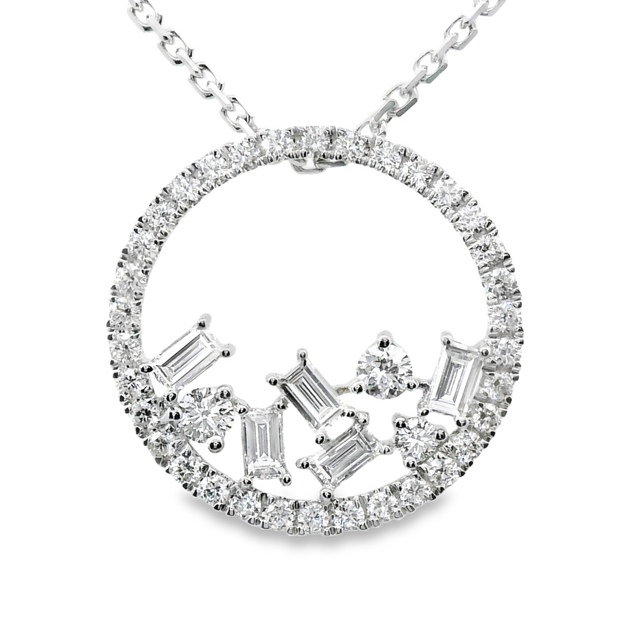 18kt White Gold Natural Diamond Circular Pendant (.50ct)