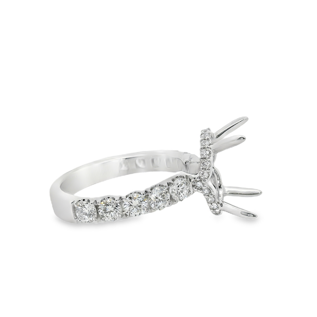 18kt White Gold Natural Round Diamond Semi-Mount Ring (1.27ct)