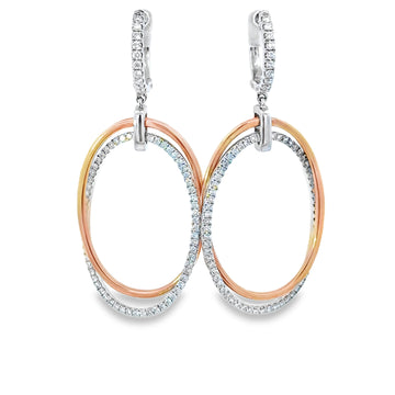 18K White and Rose Gold Natural Diamond Earrings (.82ct)