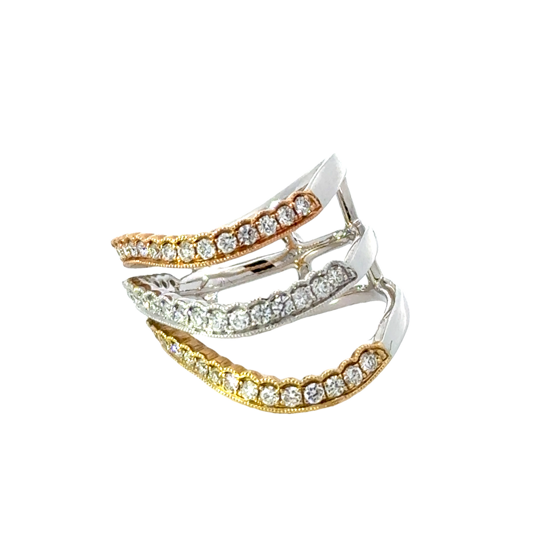 18kt Tri-Color Gold Natural Diamond Free Form Ring (0.77ct)