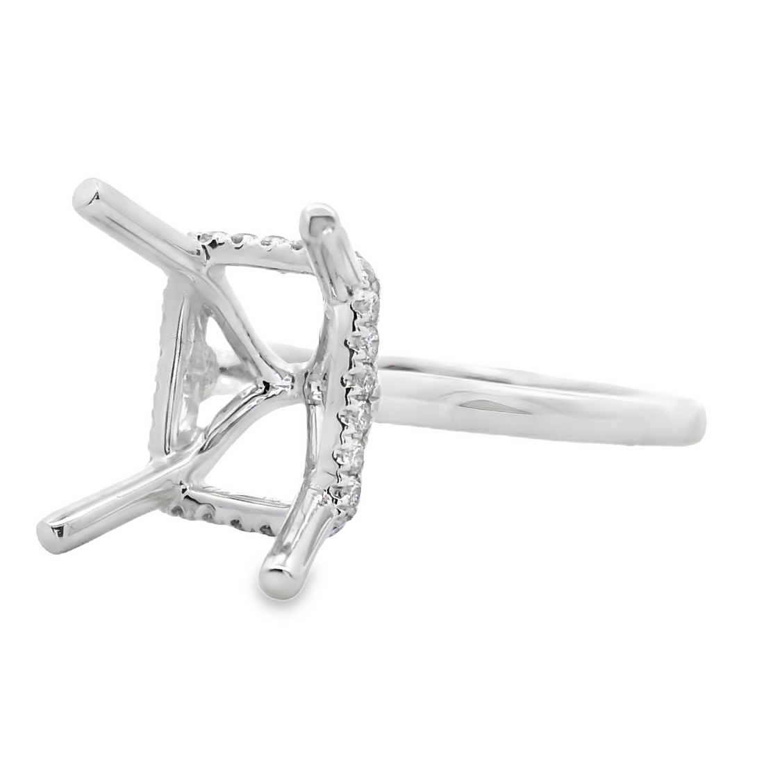 18kt White Gold Natural Round Diamond Semi-Mount Ring (.16ct)