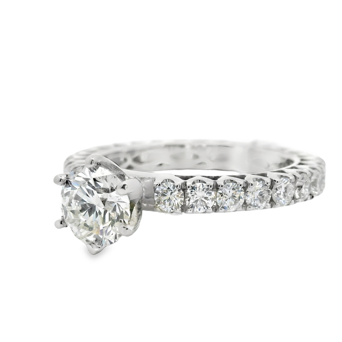 18kt White Gold Natural Round Brilliant Diamond Engagement Ring (1.59ct)