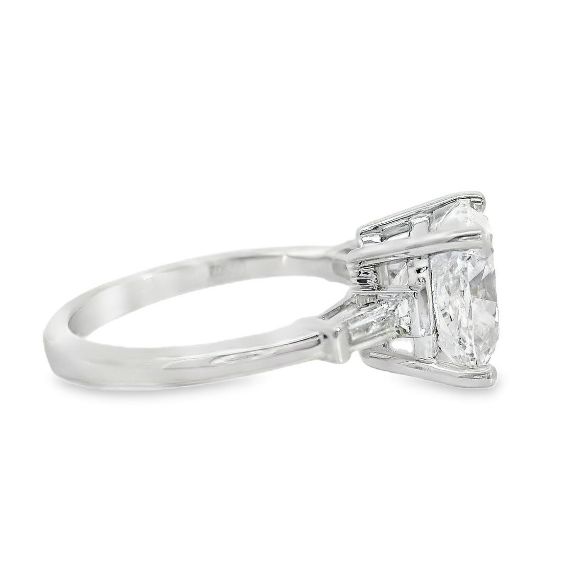 18kt White Gold Lab-Grown Cushion & Natural Baguette Diamonds Engagement Ring (4.30ct)