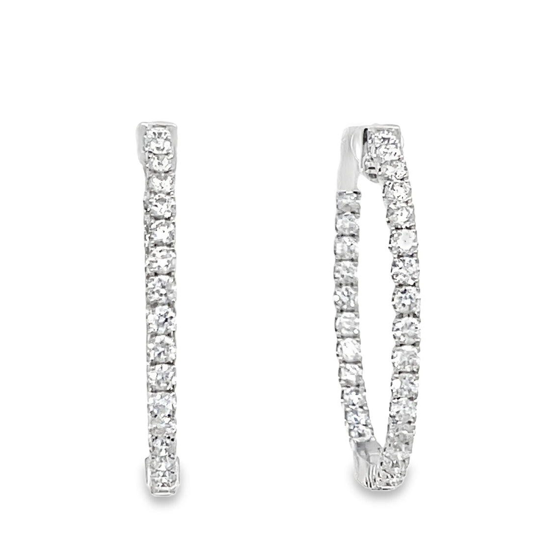 18kt White Gold Natural Diamond Large Hoop Earrings (2.18ct)