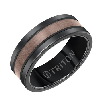 Triton Black and Espresso Tungsten Carbide 8mm Ring