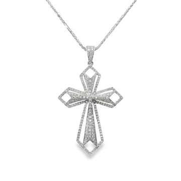 18kt White Gold Natural Diamond Cross Pendant (0.82ct)