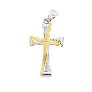 18kt Two-Tone Italian Made Cross Pendant (2.52g)