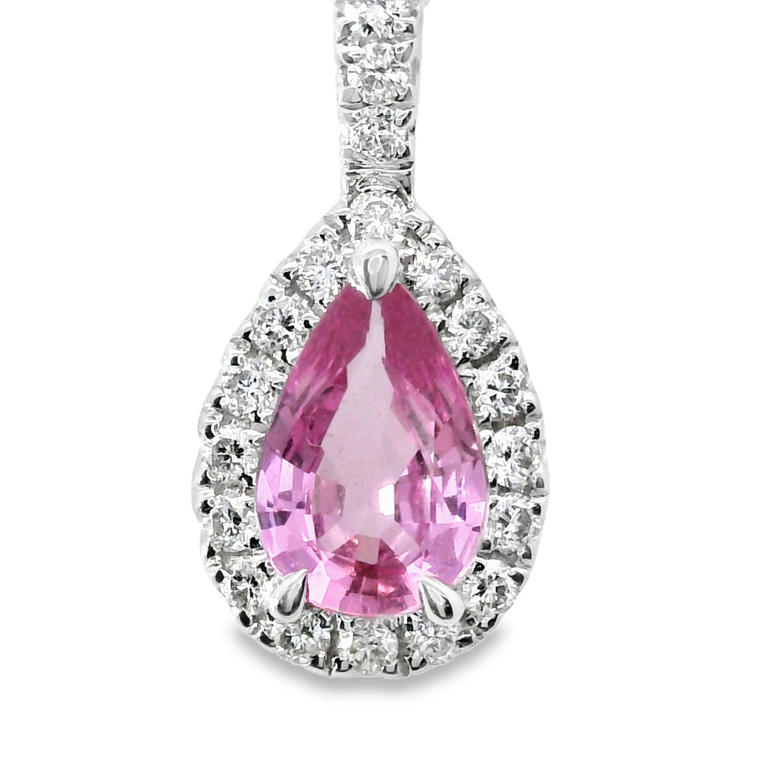 18kt White Gold Natural Diamonds And Natural Sapphire Pendant (0.51ct)