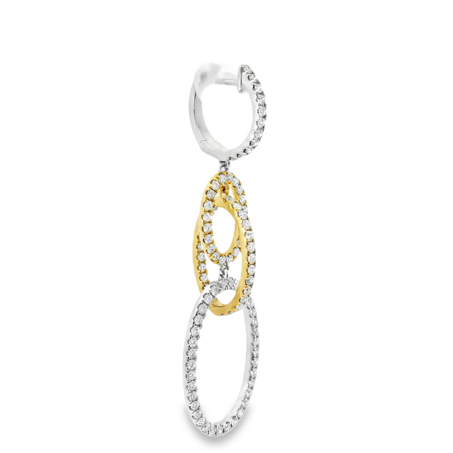 18kt Tu-Tone Gold Natural Diamonds Drop Earrings (1.73ct)