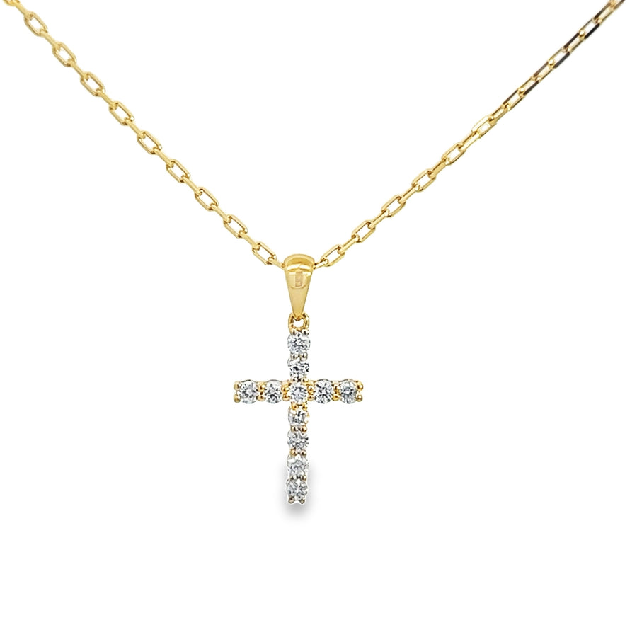 18kt Yellow Gold Natural Diamond Cross Pendant (0.2ct)