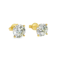 14kt Yellow Gold Lab-Grown Round Diamond Four-Prong Martini Stud Earrings (3.01ct)