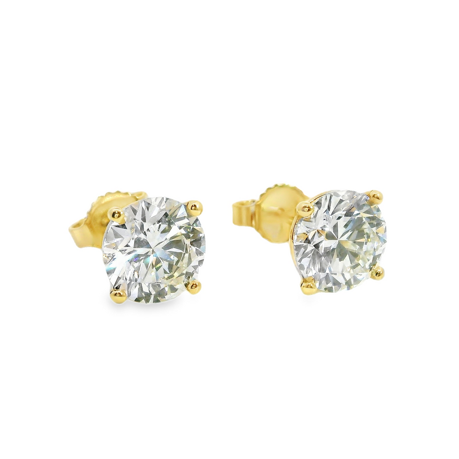 14kt Yellow Gold Lab-Grown Round Diamond Four-Prong Martini Stud Earrings (3.01ct)