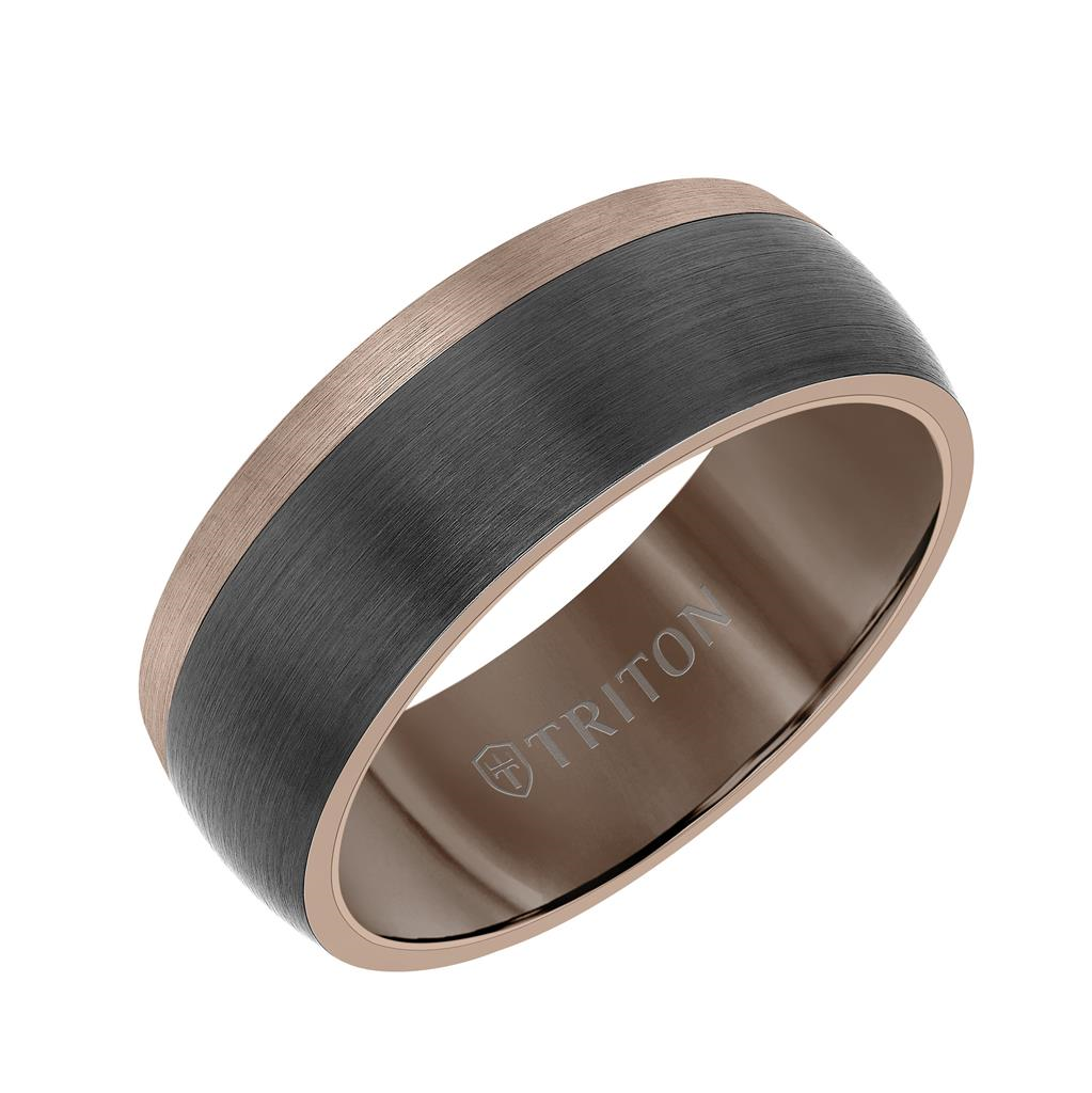 Triton Black and Espresso Tungsten Carbide 8mm Ring