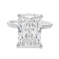 18kt White Gold Lab-Grown Radiant (4.95ct) and Natural Full Cut Diamonds (.31ct) Engagement Ring (5.26ct)