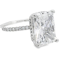 18kt White Gold Lab-Grown Radiant (4.95ct) and Natural Full Cut Diamonds (.31ct) Engagement Ring (5.26ct)