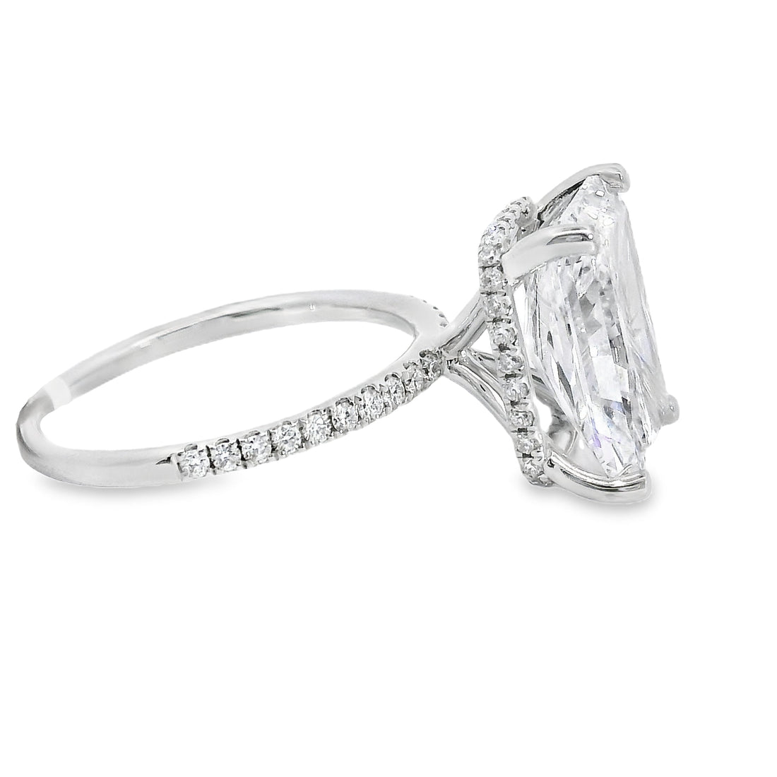18kt White Gold Lab-Grown Radiant (4.95ct) and Natural Full Cut Diamonds (.31ct) Engagement Ring (5.26ct)