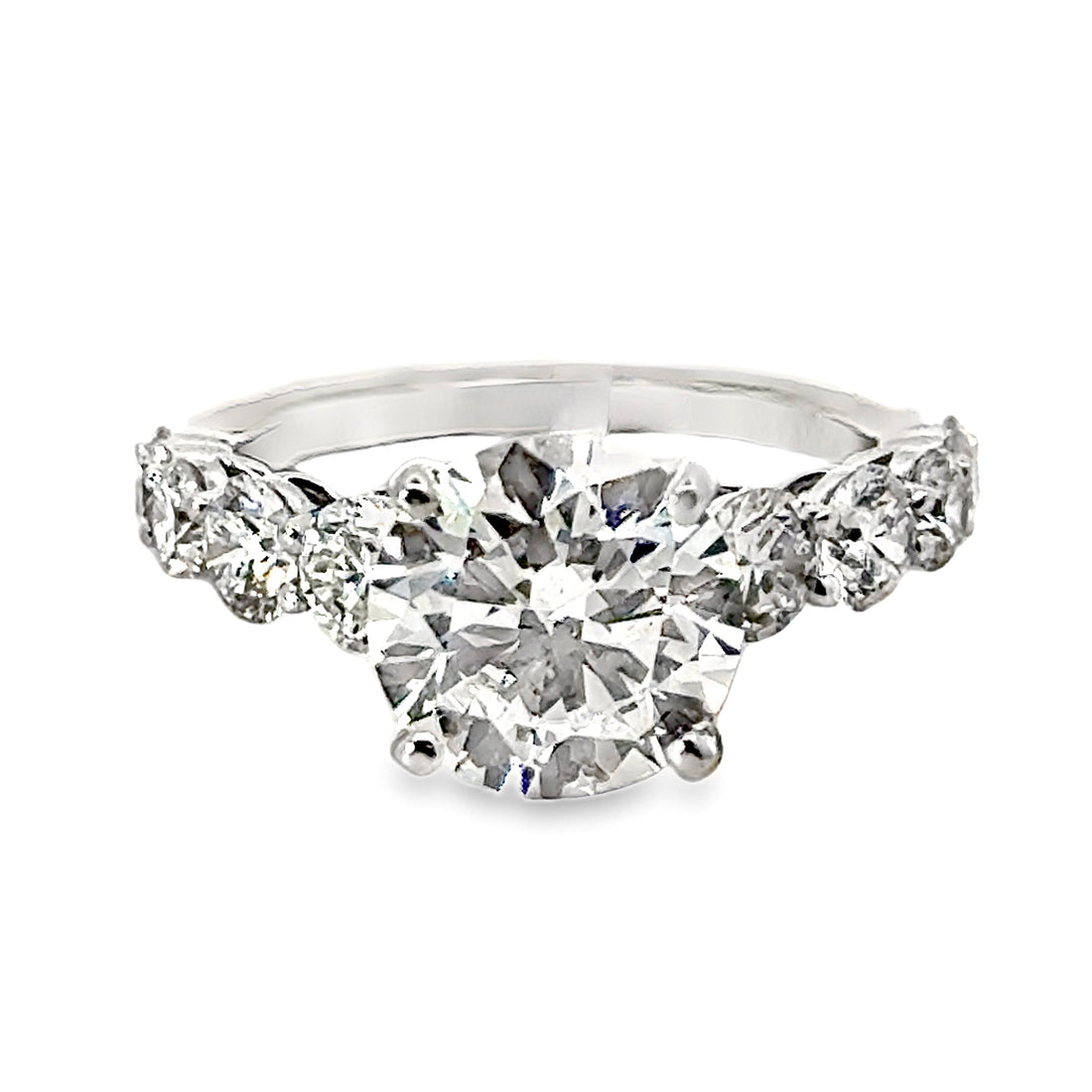 18kt White Gold Lab-Grown Round (3.00ct) and Natural Round (1.55ct) Diamond Engagement Ring