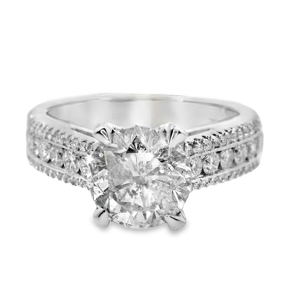 18kt White Gold Natural Round Diamond Engagement Ring (2.64ct)