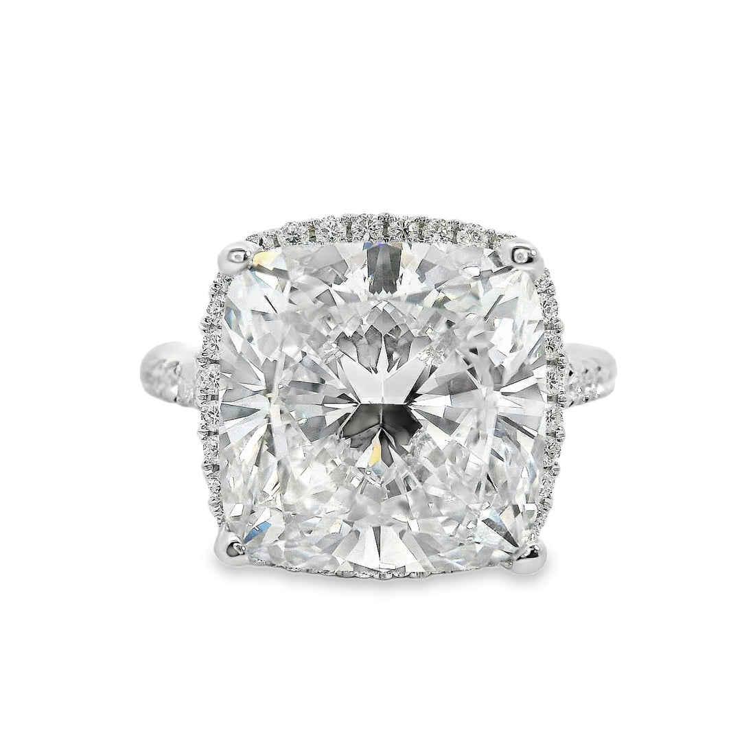 18kt White Gold Lab-Grown Cushion and Natural Diamonds Halo Engagement Ring (9.41ct)