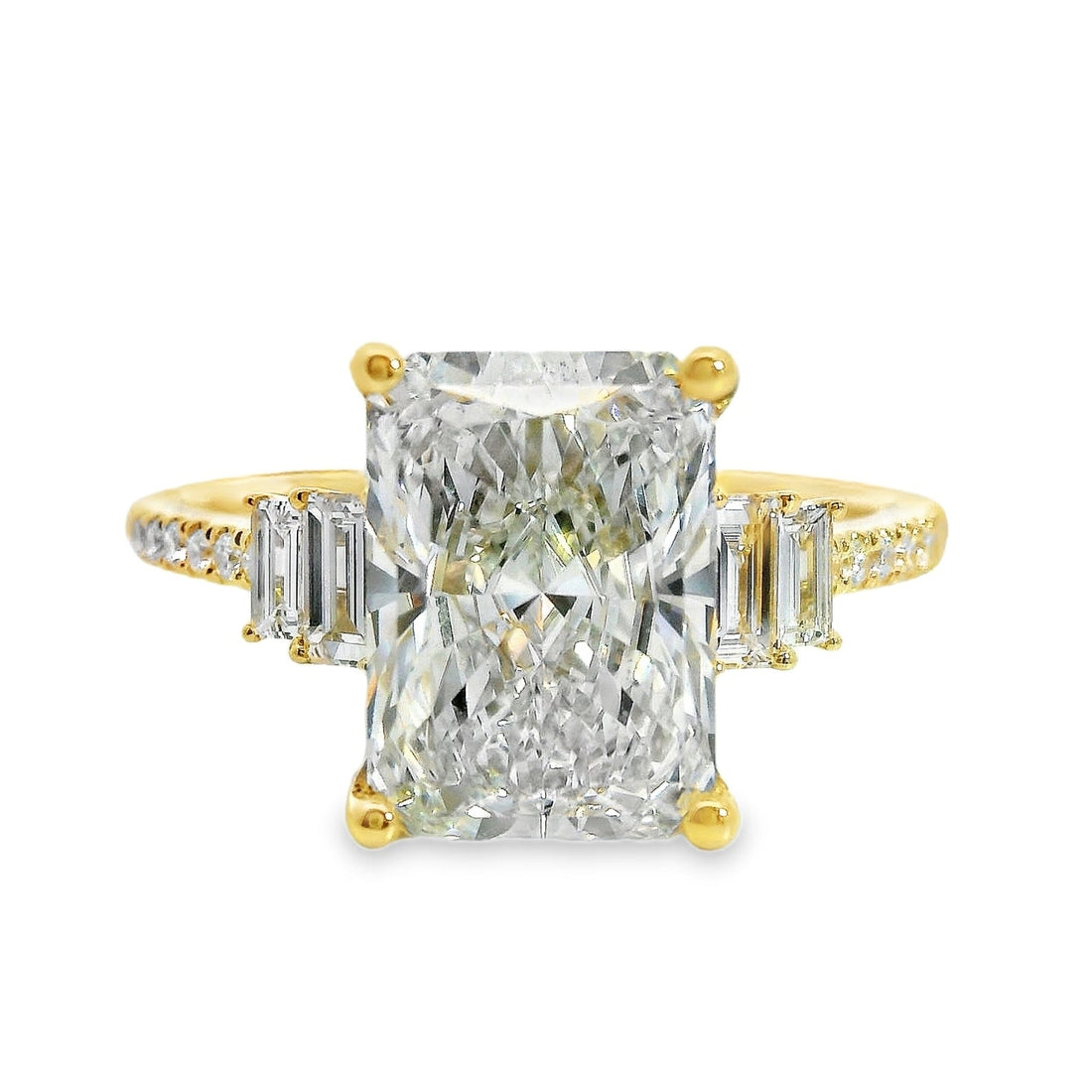 18kt Yellow Gold Lab-Grown Radiant Diamond and Natural Diamonds Engagement Ring (3.34ct)