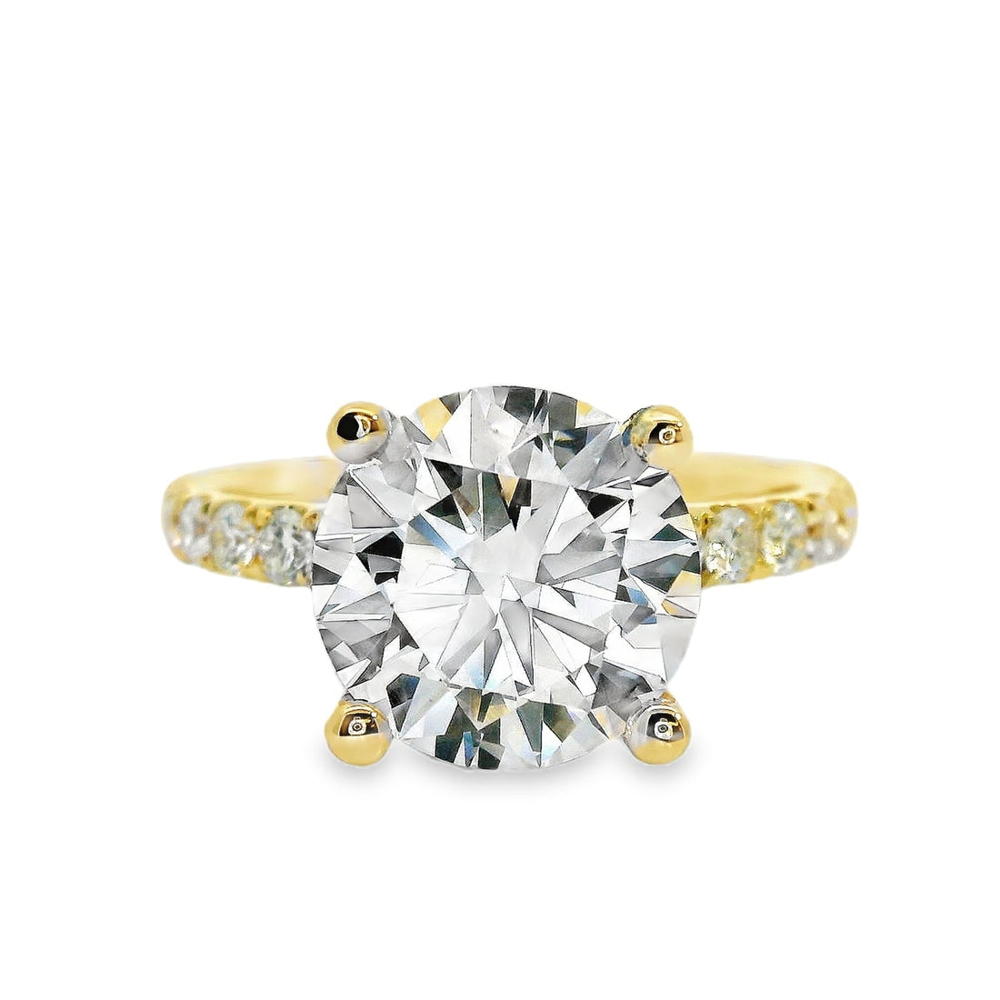 18kt Two-Tone Lab-Grown Round Diamond and Natural Round Diamonds Engagement Ring (3.75ct)