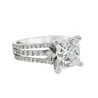 18kt White Gold Prong Set Triple-Shank Lab-Grown Princess and Natural Round Diamonds Engagement Ring (3.64ct)