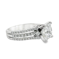 18kt White Gold Prong Set Triple-Shank Lab-Grown Princess and Natural Round Diamonds Engagement Ring (3.64ct)