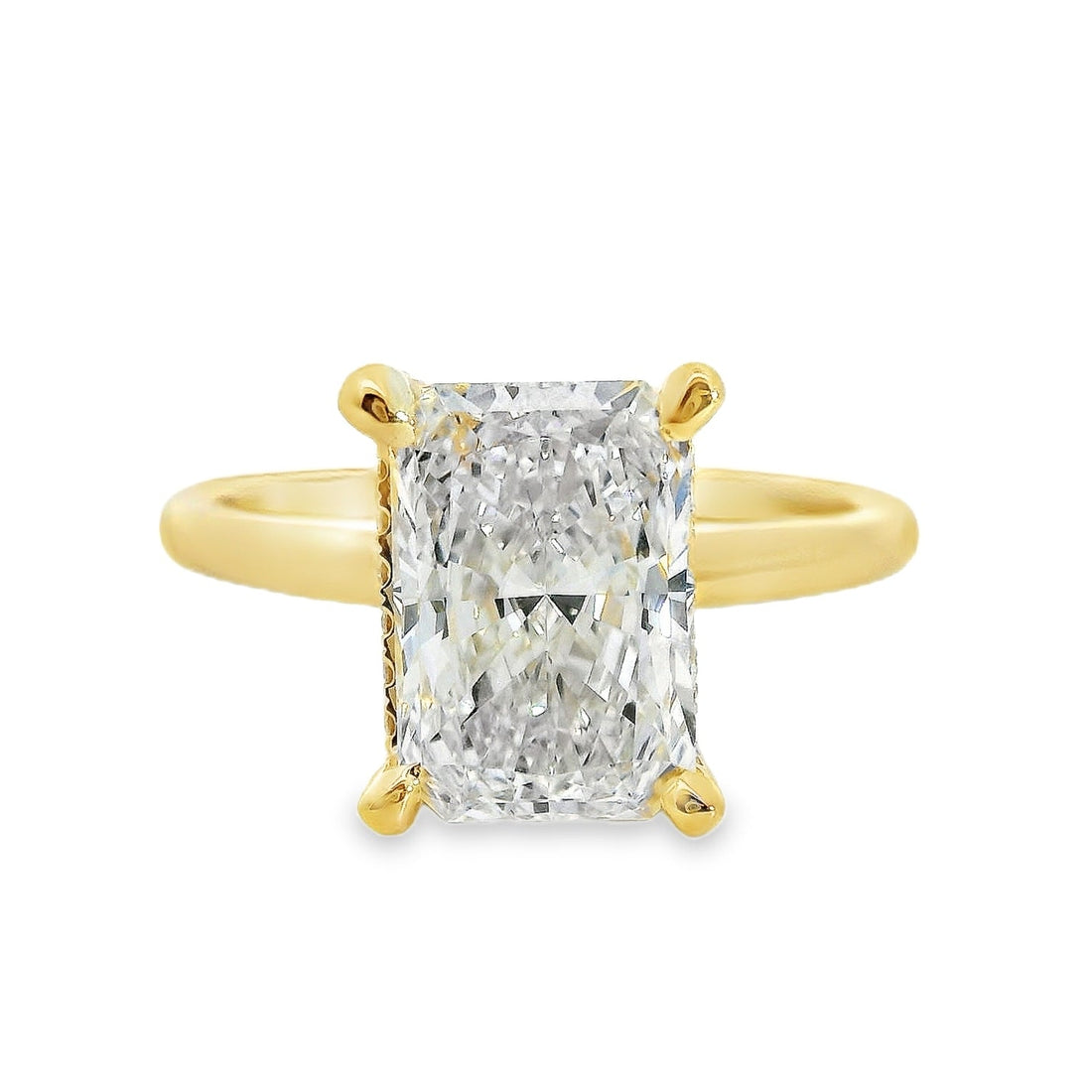18kt Yellow Gold Lab-Grown Radiant Diamond and Natural Round Diamond Engagement Ring (2.78ct)