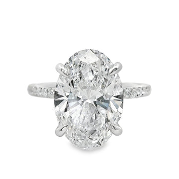 18kt White Gold Lab-Grown Oval & Natural Round Diamond Hidden Halo Engagement Ring (4.37ct)