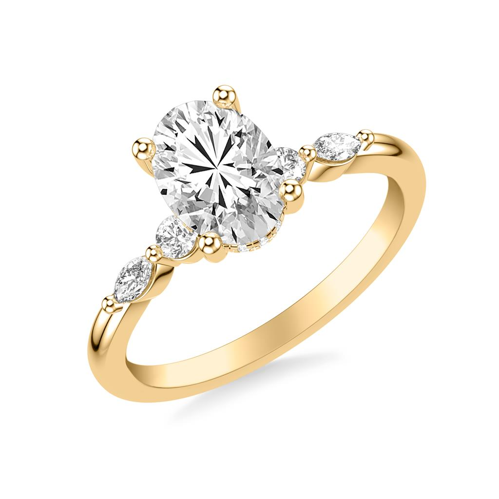 14kt Yellow Gold Natural Round & Marquise Diamond Semi-Mount Ring (.26ct)